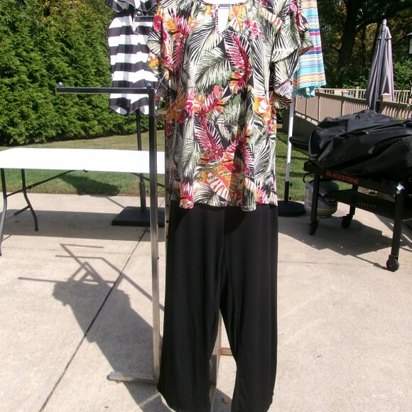 NWT ADRIENNE VITTIDINI 2PC JUNGLE PRINT TOP AND PANTS SET XL - Picture 1 of 2